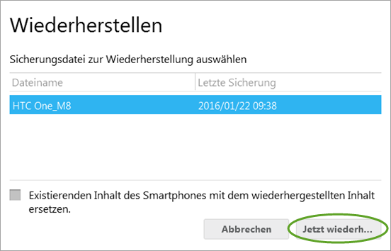 HTC Daten sichern & wiederherstellen