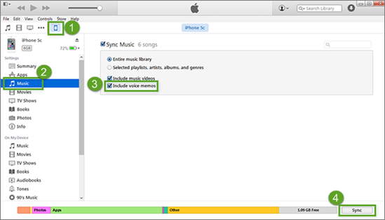 Wie man Sprachnotizen mit iTunes synchronisiert