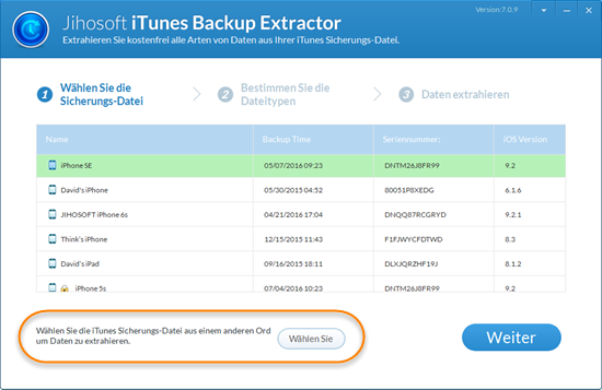 kostenfreie Jihosoft iPhone Backup Extractor