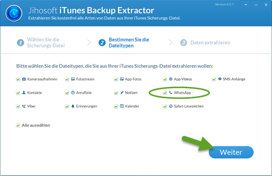 Extrahieren Sie WhatsApp-Nachrichten vom iPhone Backup